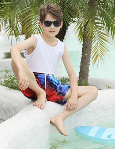 ALISISTER Boys Swim Trunks with Compression Liner with Pockets Bathing Suit 2-20 Years Old in Kuwait