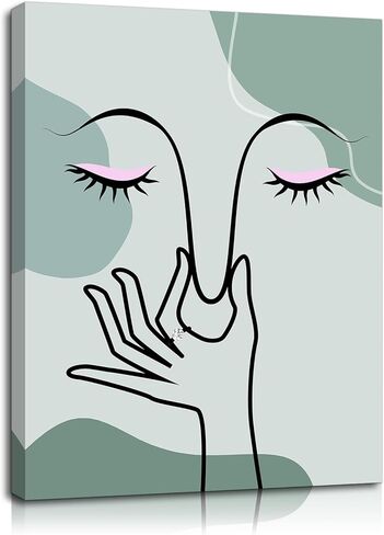 Pinetree Art مضحك ديكور جدار الحمام لطيف حكيم الأخضر بوهو طباعة قماش للحمام الحد الأدنى خط مجردة ديكور جدار الفن للمرحاض المرحاض (حكيم الأخضر، 12 "× 16") in Kuwait