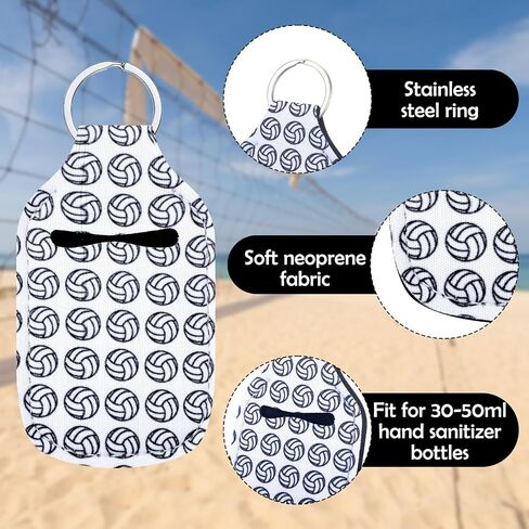 Quelay 20 Pcs Volleyball Hand Sanitizer Holder Volleyball Lipstick Holder Keychains Lip Balm Holder Reusable Empty Travel Size Bottle Holders Key Fob Pouch for Backpack and Purse in Saudi Arabia