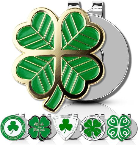 ClubSmith® Premium Golf Ball Marker Hat Clip Set, Lucky Clover & Shamrock, Funny Magnetic Golf Ball Marker, Putting Marker Coin Cool Golf Accessories, Golf Gifts for Men & Women in Kuwait