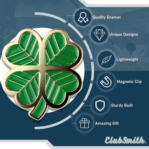 ClubSmith® Premium Golf Ball Marker Hat Clip Set, Lucky Clover & Shamrock, Funny Magnetic Golf Ball Marker, Putting Marker Coin Cool Golf Accessories, Golf Gifts for Men & Women in Kuwait
