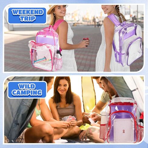 Amylove 6 Pcs Clear Backpack bulk for Stadium Events Heavy Duty PVC Transparent Bookbag for College Workplace Security (17 Inches,Pure Black) in Saudi Arabia