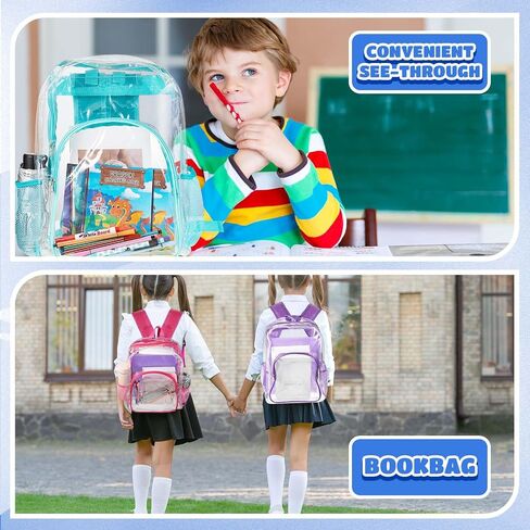 Amylove 6 Pcs Clear Backpack bulk for Stadium Events Heavy Duty PVC Transparent Bookbag for College Workplace Security (17 Inches,Pure Black) in Saudi Arabia