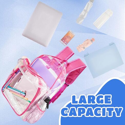 Amylove 6 Pcs Clear Backpack bulk for Stadium Events Heavy Duty PVC Transparent Bookbag for College Workplace Security (17 Inches,Pure Black) in Saudi Arabia