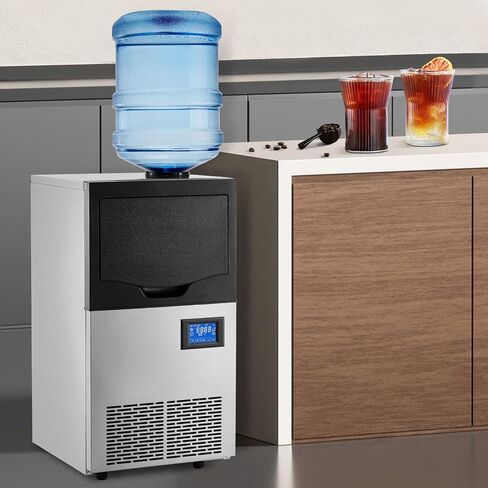 Commercial Ice Maker Machine, 121Lbs/24H, 66Pcs Clear Ice Cubes Ready in 8-15Mins, Stainless Steel Freestanding ice Machine with 22Lbs Ice Capacity for Home Bar, 15.15"D x 15.74"W x 28.35"H in Saudi Arabia