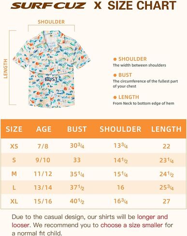 قميص هاواي للأولاد من SURF CUZ بأزرار سفلية، قميص للأطفال الصغار إلى الأطفال الكبار بأكمام قصيرة لقضاء العطلات in Kuwait