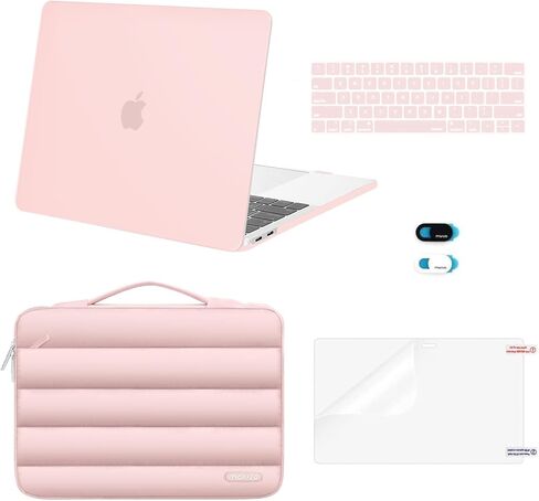 حافظة MOSISO متوافقة مع جهاز MacBook Pro 13 بوصة M2 2024-2016 A2338 M1 A2251 A2289 A2159 A1989 A1708 A1706، حافظة صلبة بلاستيكية وحقيبة منتفخة وغطاء للوحة المفاتيح وكاميرا الويب وواقي شاشة، أسود in Kuwait