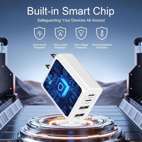 40W 4-Port USB C Charger Block Wall Charger Fast Charging Dual Port PD Power Converter + QC Double Wall Plug Multiport Type C Brick Charger for iPhone 15 14 13 12 11 Pro Max XS XR X، Samsung in Kuwait