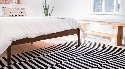 Unique Loom Williamsburg Collection Casual Transitional Thick Alternating Stripes Area Rug, 6 x 9 ft, Black/Beige in Saudi Arabia