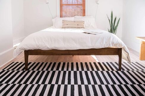 Unique Loom Williamsburg Collection Casual Transitional Thick Alternating Stripes Area Rug, 6 x 9 ft, Black/Beige in Saudi Arabia