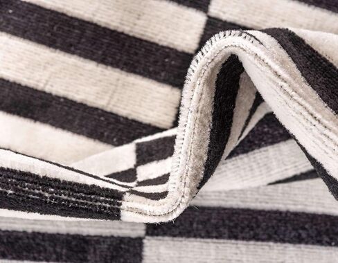 Unique Loom Williamsburg Collection Casual Transitional Thick Alternating Stripes Area Rug, 6 x 9 ft, Black/Beige in Saudi Arabia