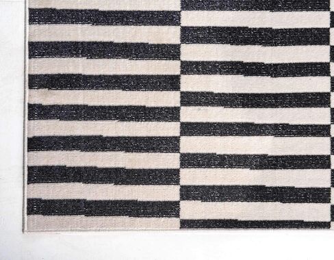 Unique Loom Williamsburg Collection Casual Transitional Thick Alternating Stripes Area Rug, 6 x 9 ft, Black/Beige in Saudi Arabia