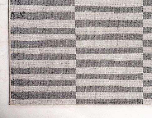 Unique Loom Williamsburg Collection Casual Transitional Thick Alternating Stripes Area Rug, 6 x 9 ft, Black/Beige in Saudi Arabia