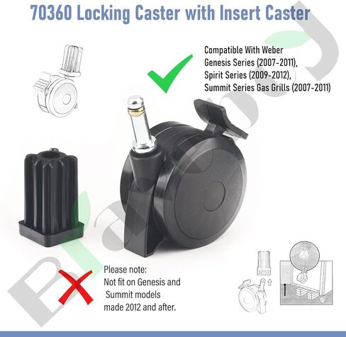 عجلة قفل 70360 مع قطر عجلة إدراج 2-7/8 بوصة/طول ساق العجلة 1-1/4 بوصة لسلسلة Weber Genesis (2007-2011)، سلسلة Spirit (2009-2012)، شوايات الغاز من سلسلة Summit (2007-2011) (1) in Kuwait