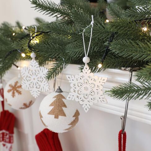 16 Pieces White Snowflakes Ornaments 3inch Wooden Snowflake Christmas Ornament for Winter Home Tree Garland Christmas Decoration Holiady Crafts 8 Styles in Saudi Arabia