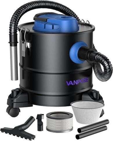 Ash Vacuum for Pellet Stoves: 5.2 Gallon Fireplace Ash Vac with 1200w Powerful Suction & Wheeled Base - Ash Vacuum Cleaner for Fireplaces, Pellet Grill, Wood Stove, Fire Pits (Blue) in Saudi Arabia