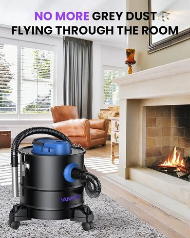 Ash Vacuum for Pellet Stoves: 5.2 Gallon Fireplace Ash Vac with 1200w Powerful Suction & Wheeled Base - Ash Vacuum Cleaner for Fireplaces, Pellet Grill, Wood Stove, Fire Pits (Blue) in Saudi Arabia