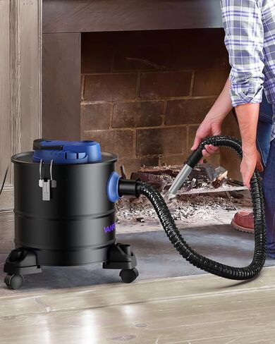 Ash Vacuum for Pellet Stoves: 5.2 Gallon Fireplace Ash Vac with 1200w Powerful Suction & Wheeled Base - Ash Vacuum Cleaner for Fireplaces, Pellet Grill, Wood Stove, Fire Pits (Blue) in Saudi Arabia
