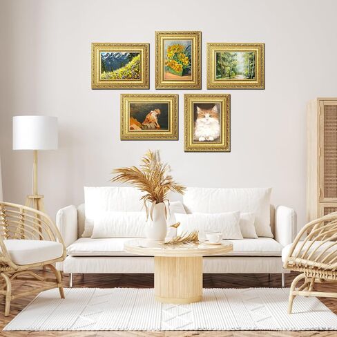 Gold 5x7 Photo Frame with Tempered Real Glass, Vintage Picture Frame for Wall Mount Or Table Top Display, Display Photo 4x6 with Mat Or 5x7 without Mat, 1 Pack in Saudi Arabia