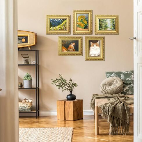 Gold 5x7 Photo Frame with Tempered Real Glass, Vintage Picture Frame for Wall Mount Or Table Top Display, Display Photo 4x6 with Mat Or 5x7 without Mat, 1 Pack in Saudi Arabia