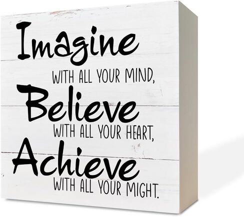 لافتات خشبية ملهمة، ديكور مكتب تسجيل صندوق خشبي، لوحة خشبية تعليمية، ديكور غرفة الصالة الرياضية، ديكور الفصول الدراسية، ديكور منزلي إيجابي لغرفة الأطفال، هدية للأطفال الخريجين، تخيل صدق تحقيق in Kuwait