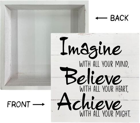 لافتات خشبية ملهمة، ديكور مكتب تسجيل صندوق خشبي، لوحة خشبية تعليمية، ديكور غرفة الصالة الرياضية، ديكور الفصول الدراسية، ديكور منزلي إيجابي لغرفة الأطفال، هدية للأطفال الخريجين، تخيل صدق تحقيق in Kuwait