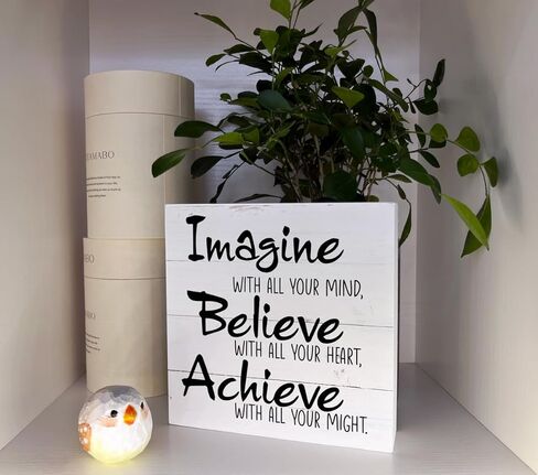 لافتات خشبية ملهمة، ديكور مكتب تسجيل صندوق خشبي، لوحة خشبية تعليمية، ديكور غرفة الصالة الرياضية، ديكور الفصول الدراسية، ديكور منزلي إيجابي لغرفة الأطفال، هدية للأطفال الخريجين، تخيل صدق تحقيق in Kuwait