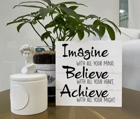 لافتات خشبية ملهمة، ديكور مكتب تسجيل صندوق خشبي، لوحة خشبية تعليمية، ديكور غرفة الصالة الرياضية، ديكور الفصول الدراسية، ديكور منزلي إيجابي لغرفة الأطفال، هدية للأطفال الخريجين، تخيل صدق تحقيق in Kuwait