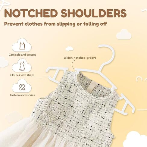 Kids Plastic Hangers, Baby Clothes Hangers for Closet 50 Packs Non-Slip Toddler Hangers for Infant Child Clothing, Small Children Hangers for Pants Coats Skirts (White) in Saudi Arabia