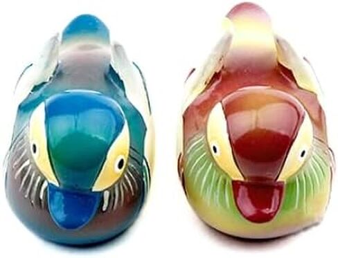 Korean Traditional Marble Mandarin Duck Korean Wedding Symbol of Love Colorful Duck + Silk Pouch in Saudi Arabia