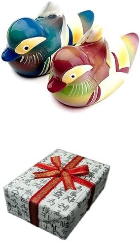 Korean Traditional Marble Mandarin Duck Korean Wedding Symbol of Love Colorful Duck + Silk Pouch in Saudi Arabia