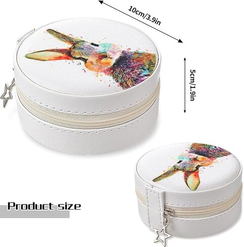 MAYCARI Small Portable Travel Jewelery Box, Cute Rabbit-A Pattern Mini Leather Jewelery Box Organiser for Rings Earrings Necklace Bracelets Jewelry Gift for Women Girls Kids in Saudi Arabia
