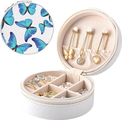 MAYCARI Small Portable Travel Jewelery Box, Cute Rabbit-A Pattern Mini Leather Jewelery Box Organiser for Rings Earrings Necklace Bracelets Jewelry Gift for Women Girls Kids in Saudi Arabia