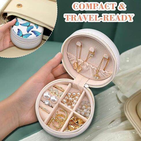 MAYCARI Small Portable Travel Jewelery Box, Cute Rabbit-A Pattern Mini Leather Jewelery Box Organiser for Rings Earrings Necklace Bracelets Jewelry Gift for Women Girls Kids in Saudi Arabia