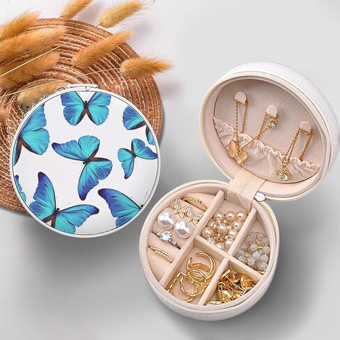 MAYCARI Small Portable Travel Jewelery Box, Cute Rabbit-A Pattern Mini Leather Jewelery Box Organiser for Rings Earrings Necklace Bracelets Jewelry Gift for Women Girls Kids in Saudi Arabia