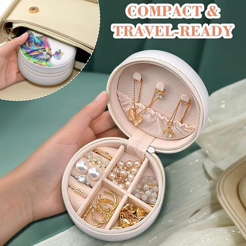 MAYCARI Small Portable Travel Jewelery Box, Cute Rabbit-A Pattern Mini Leather Jewelery Box Organiser for Rings Earrings Necklace Bracelets Jewelry Gift for Women Girls Kids in Saudi Arabia