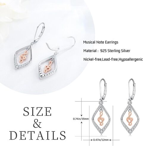 Book and Music Earrings Sterling Silver Jewelry Music Lovers Gifts Librarian Gifts for Women Men Music Lovers Readers in Saudi Arabia