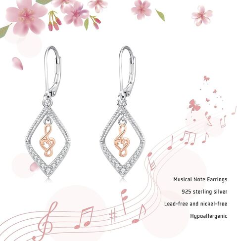 Book and Music Earrings Sterling Silver Jewelry Music Lovers Gifts Librarian Gifts for Women Men Music Lovers Readers in Saudi Arabia