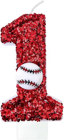 Baseball Number Candles, Birthday Cake Topper Decoration red Number 1, Suitable for Birthday Parties, Baseball Theme Parties and Anniversary Celebration Party Decorations (Number 1) in Saudi Arabia