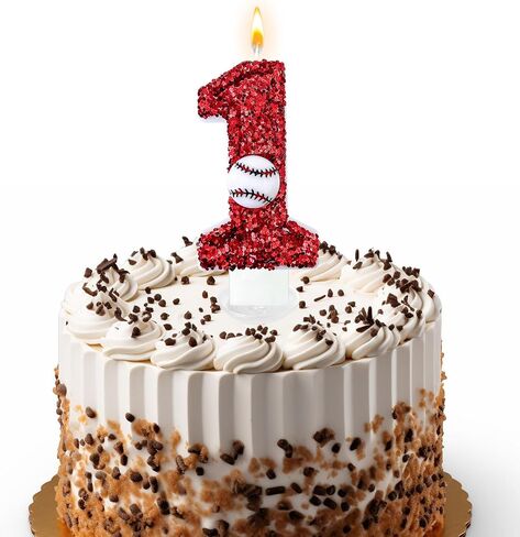 Baseball Number Candles, Birthday Cake Topper Decoration red Number 1, Suitable for Birthday Parties, Baseball Theme Parties and Anniversary Celebration Party Decorations (Number 1) in Saudi Arabia