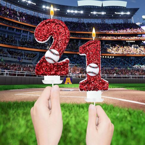 Baseball Number Candles, Birthday Cake Topper Decoration red Number 1, Suitable for Birthday Parties, Baseball Theme Parties and Anniversary Celebration Party Decorations (Number 1) in Saudi Arabia