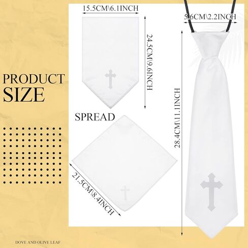 5 قطع من إكسسوارات المناولة المقدسة الأولى للأولاد، مجموعة مناولة الأولاد تتضمن 1 ربطة عنق، 1 منديل مطوي مطرز بالصليب، 1 دبوس متقاطع، 1 مسبحة لؤلؤية، 1 شمعة متقاطعة للمعمودية in Kuwait