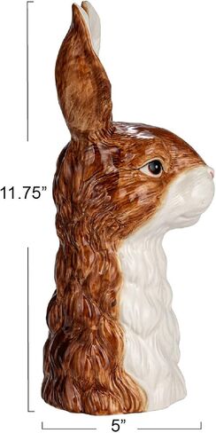 Creative Co-Op Hand-Painted Decorative Stoneware Rabbit Vase, Brown and White in Saudi Arabia
