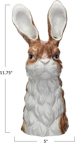 Creative Co-Op Hand-Painted Decorative Stoneware Rabbit Vase, Brown and White in Saudi Arabia