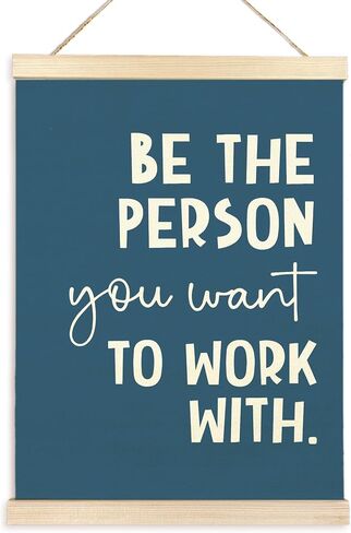 TAEDIN Be The Person You Want to Work With Poster Hanger Frame, Inspirational Quote Word Wood Wooden Canvas Artwork, Team Work Motivational Wall Decor Painting for Office Workplace Decor 12X16 in Saudi Arabia