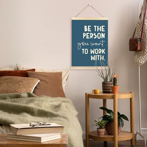 TAEDIN Be The Person You Want to Work With Poster Hanger Frame, Inspirational Quote Word Wood Wooden Canvas Artwork, Team Work Motivational Wall Decor Painting for Office Workplace Decor 12X16 in Saudi Arabia