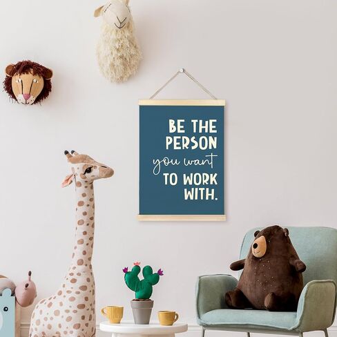 TAEDIN Be The Person You Want to Work With Poster Hanger Frame, Inspirational Quote Word Wood Wooden Canvas Artwork, Team Work Motivational Wall Decor Painting for Office Workplace Decor 12X16 in Saudi Arabia