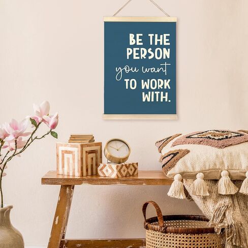 TAEDIN Be The Person You Want to Work With Poster Hanger Frame, Inspirational Quote Word Wood Wooden Canvas Artwork, Team Work Motivational Wall Decor Painting for Office Workplace Decor 12X16 in Saudi Arabia
