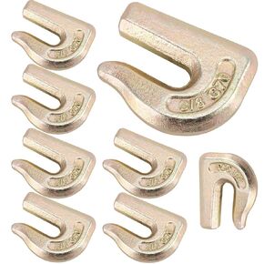 ZOENHOU 8 PCS 3/8 Inch 6600 Lbs Weld On Grab Hooks, Heavy Duty Forged Grab Chain Hook Weldable Tractor Bucket Hooks for Tractor Trailer Truck Rigging