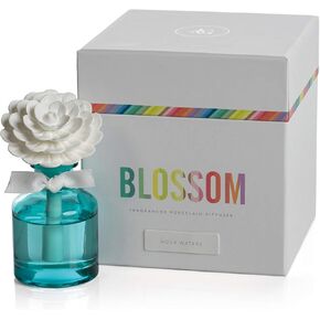 Zodax Blossom Fragrance Porcelain Diffuser Colored Bottle 2.5" x 2.5" x4.25" Purple Tahitian Gardenia